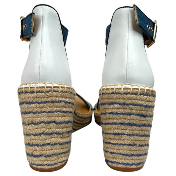 CABi Parker Espadrille Wedge Sandals 4" Heel in Blue and White Women's Size 8 - Picture 8 of 12